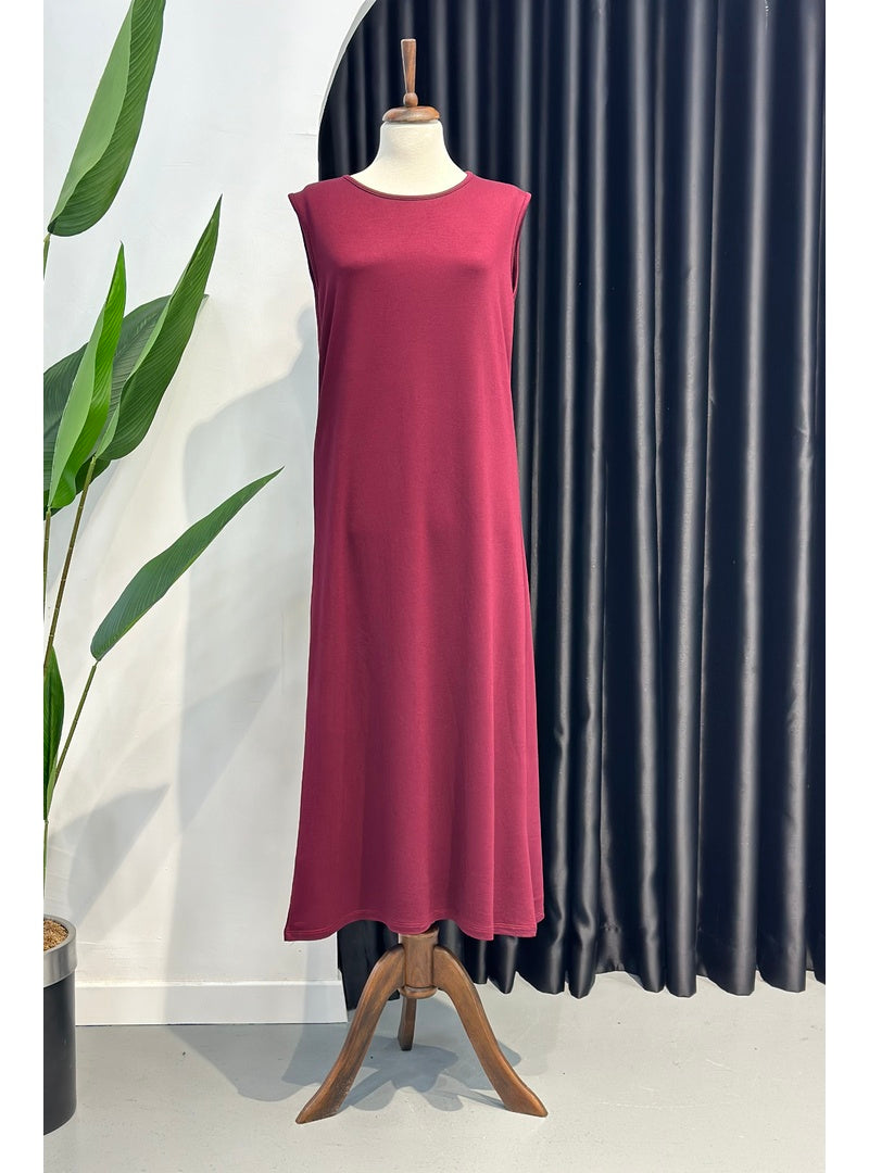 Purple Crew Neck Sleeveless Inner Dress