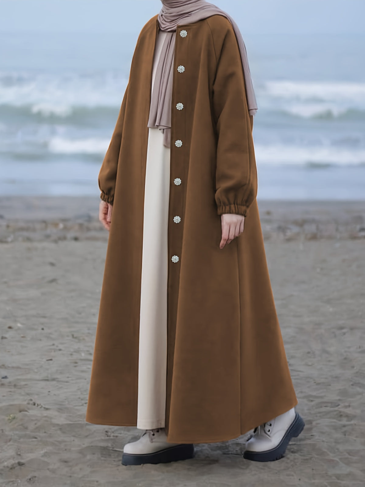 Women's Middle Eastern Muslim Solid Color Robe Coat