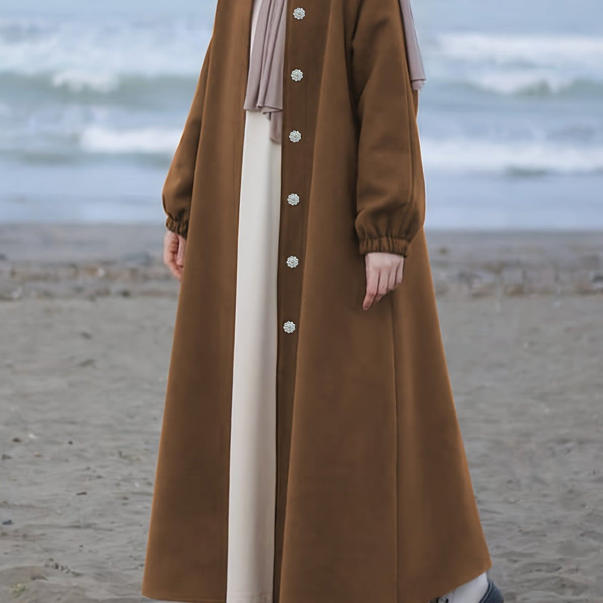 Women's Middle Eastern Muslim Solid Color Robe Coat