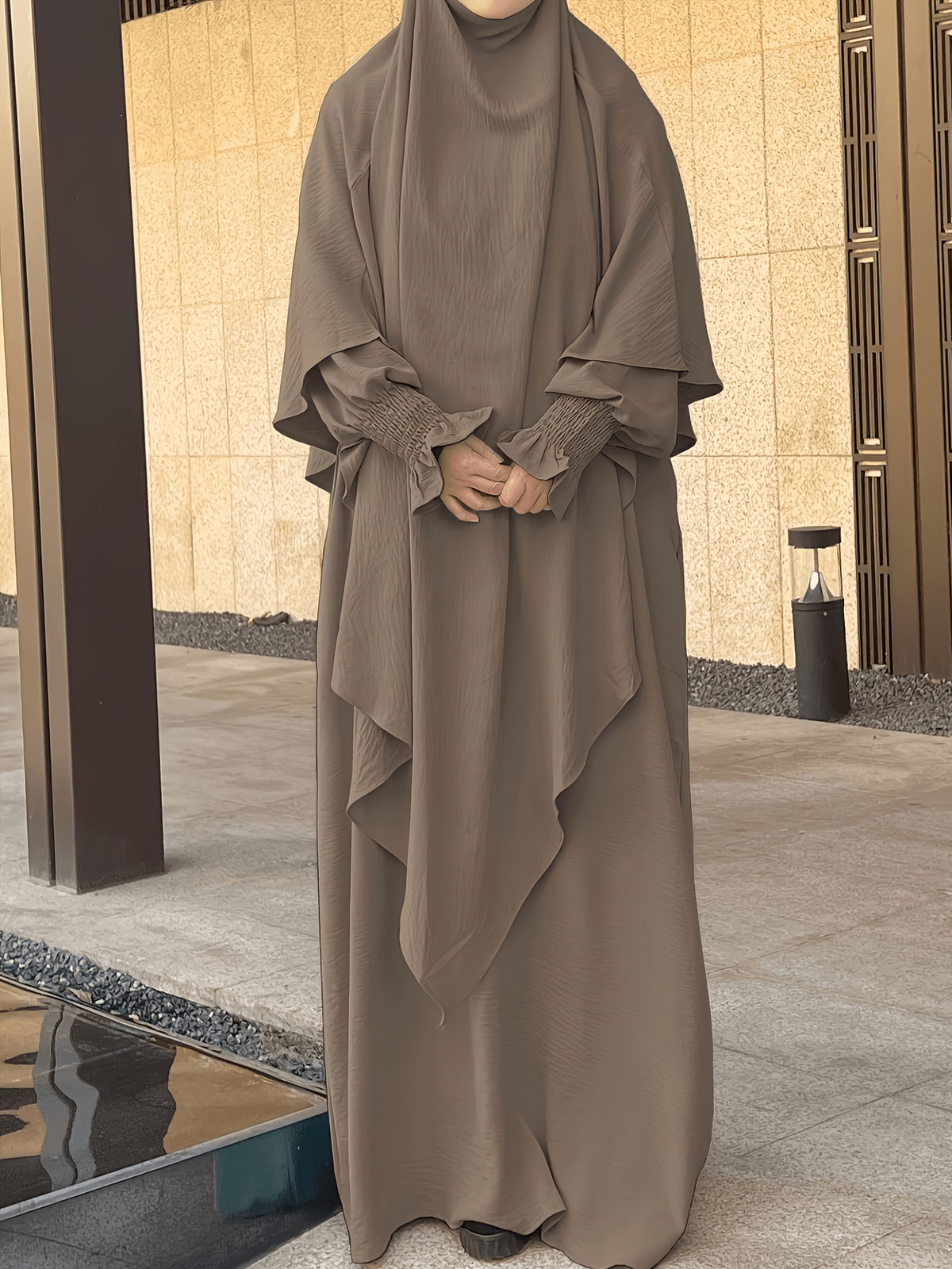 2pcs Prayer Set, Women'S Abaya, Khimar Set, Islamic Clothing, Modest Fashion, Two-Piece Abaya Set, Loose Fit Abaya, Long Sleeve Abaya, Full Length Abaya, Prayer Dress