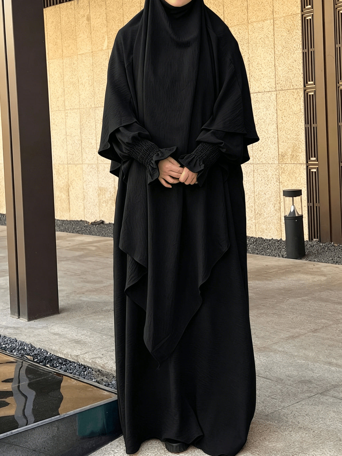 2pcs Prayer Set, Women'S Abaya, Khimar Set, Islamic Clothing, Modest Fashion, Two-Piece Abaya Set, Loose Fit Abaya, Long Sleeve Abaya, Full Length Abaya, Prayer Dress