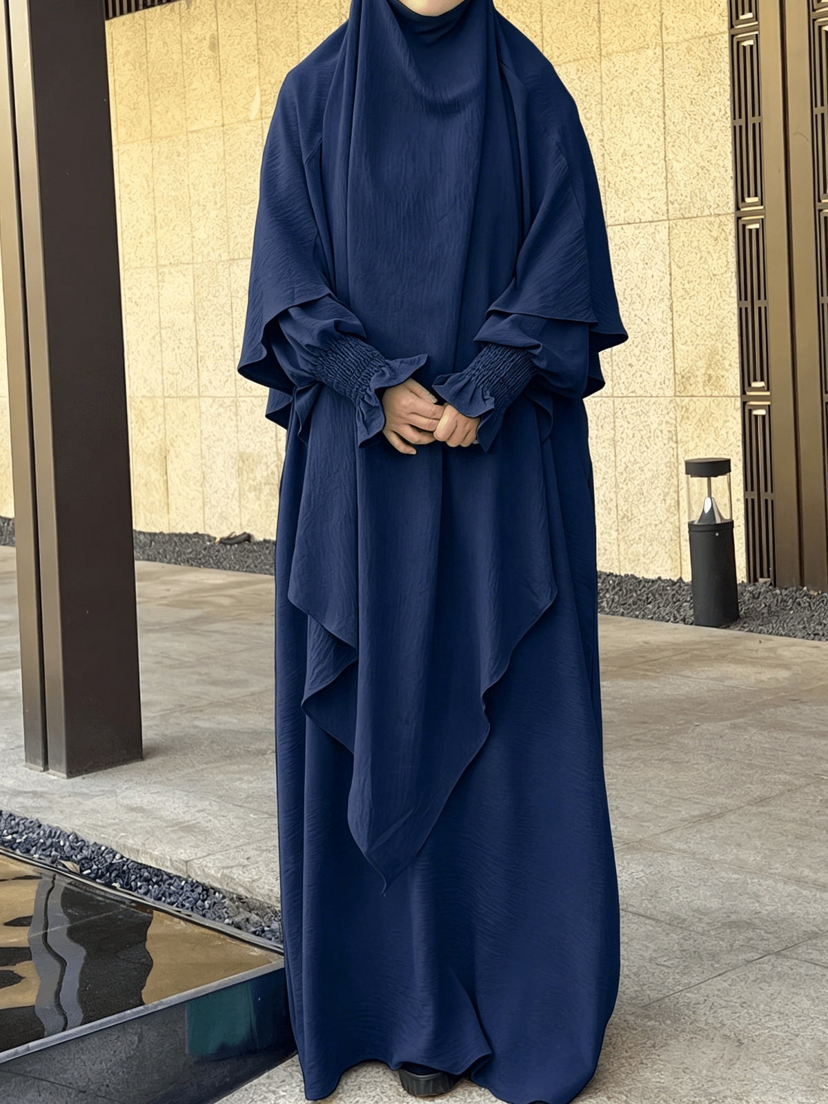 2pcs Prayer Set, Women'S Abaya, Khimar Set, Islamic Clothing, Modest Fashion, Two-Piece Abaya Set, Loose Fit Abaya, Long Sleeve Abaya, Full Length Abaya, Prayer Dress