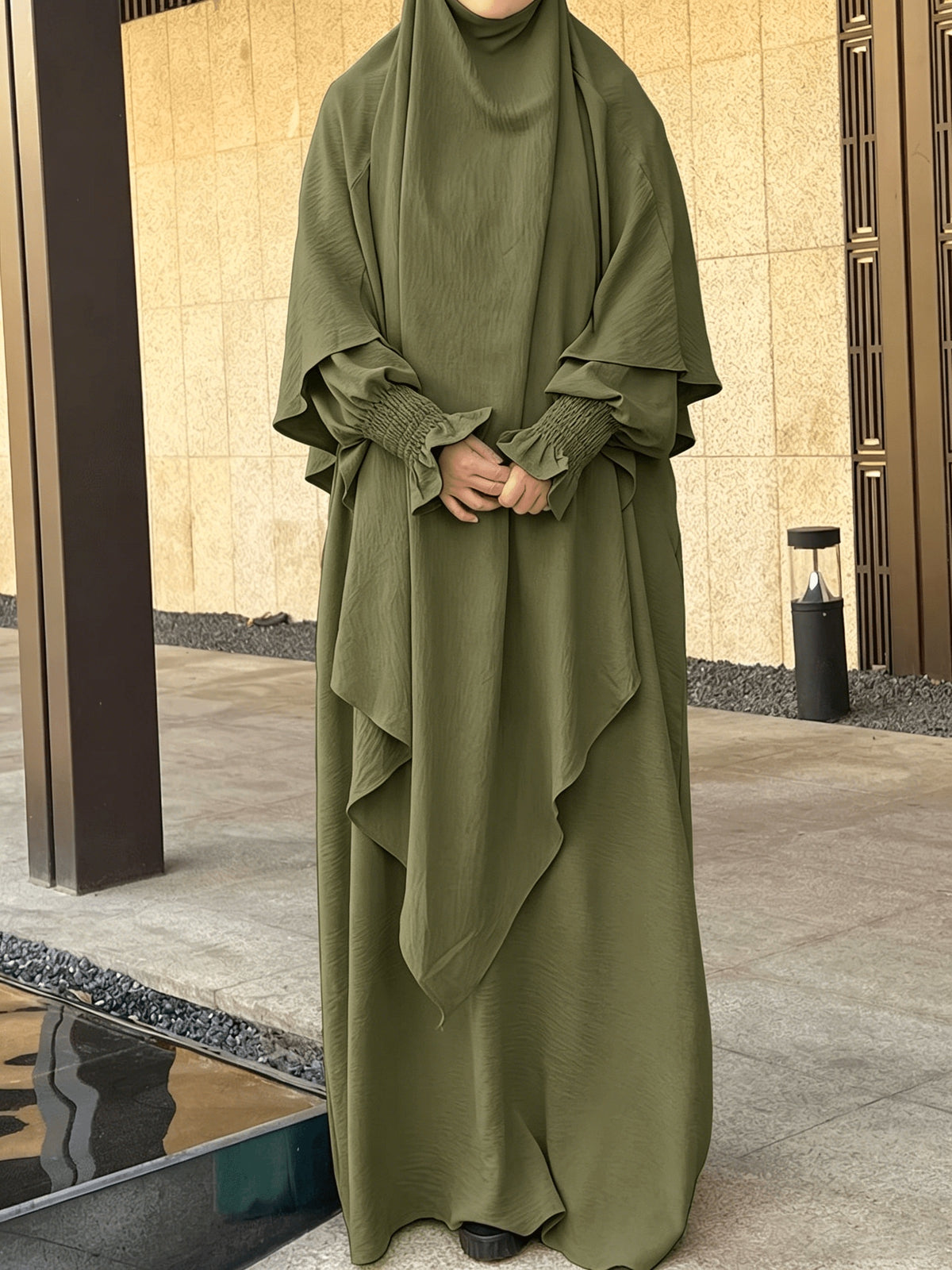 2pcs Prayer Set, Women'S Abaya, Khimar Set, Islamic Clothing, Modest Fashion, Two-Piece Abaya Set, Loose Fit Abaya, Long Sleeve Abaya, Full Length Abaya, Prayer Dress