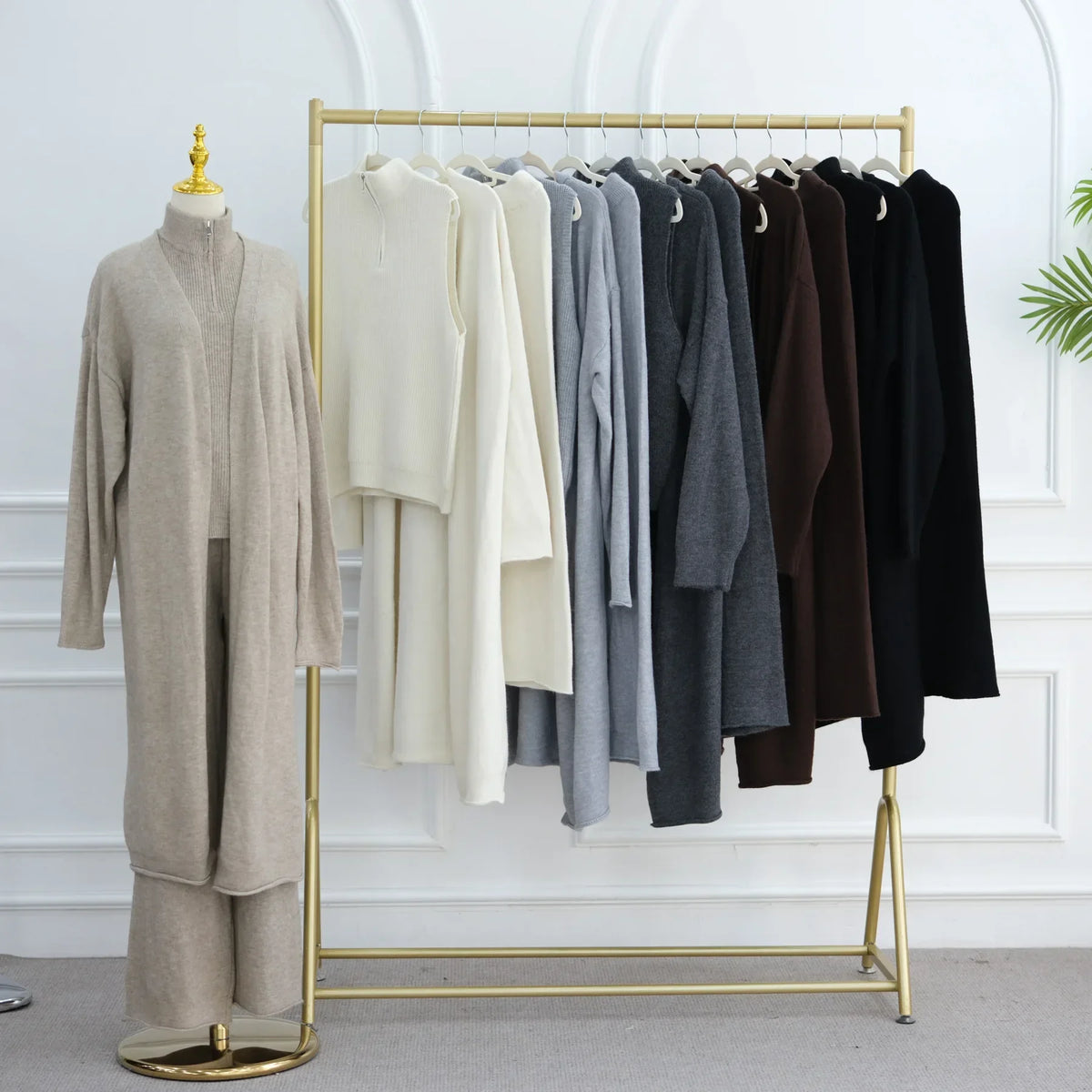 3Pcs Women Muslim Sweater Sets Tops Knitted Cardigan Pants Tracksuits Dress Dubai Abaya Turkey Kaftan Femme Musulmane Ensembles