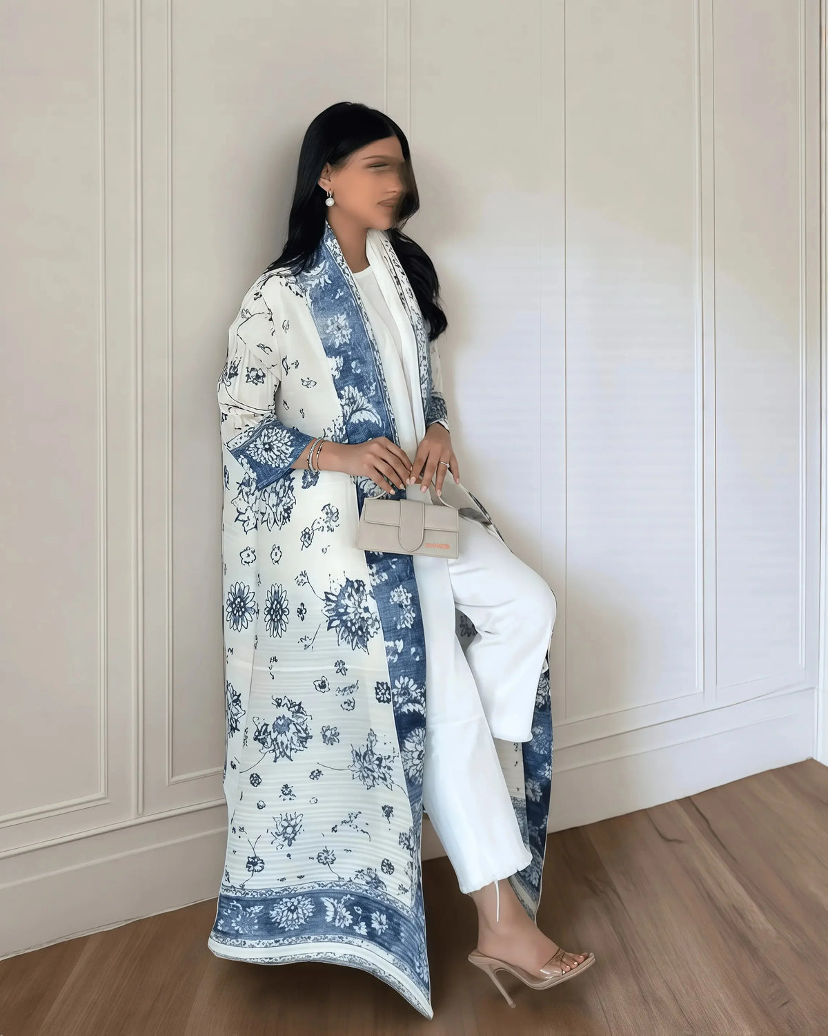 Fold Elegant Vintage Print Open Front  Miyake Abaya, Lightweight Flowy Loose Fit Women's Modest Fashion Long Kimono Cardigan