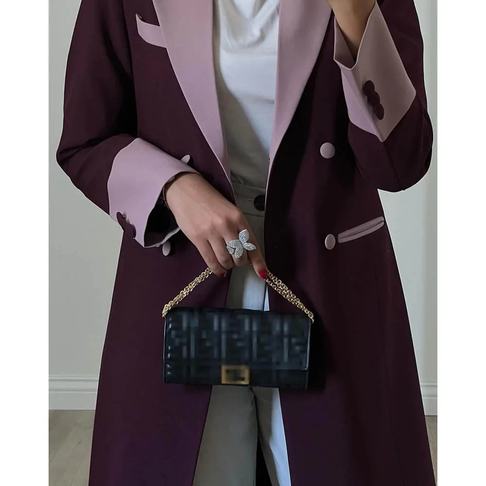 Luxury Muslim Abayas Dresses Elegant Double Breasted Peak Lapel High Quality Jacket 1 Piece Formal Occasion Office Lady Outfits