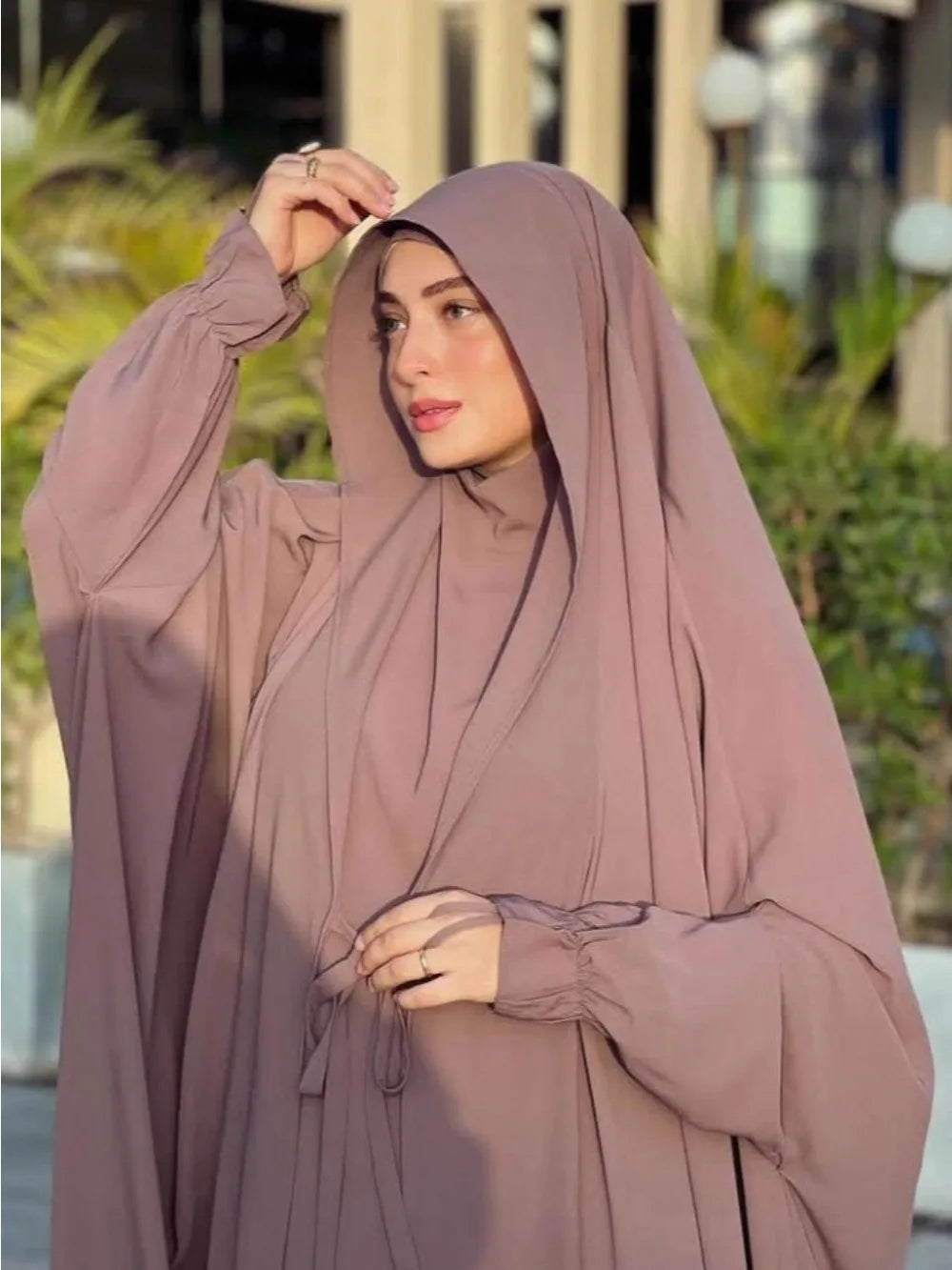 Long Khimar Skirt 2 Piece Set Women Abaya Eid Muslim Top Full Cover Ramadan Kaftan Djellaba Musulman Ensembles Prayer Garment
