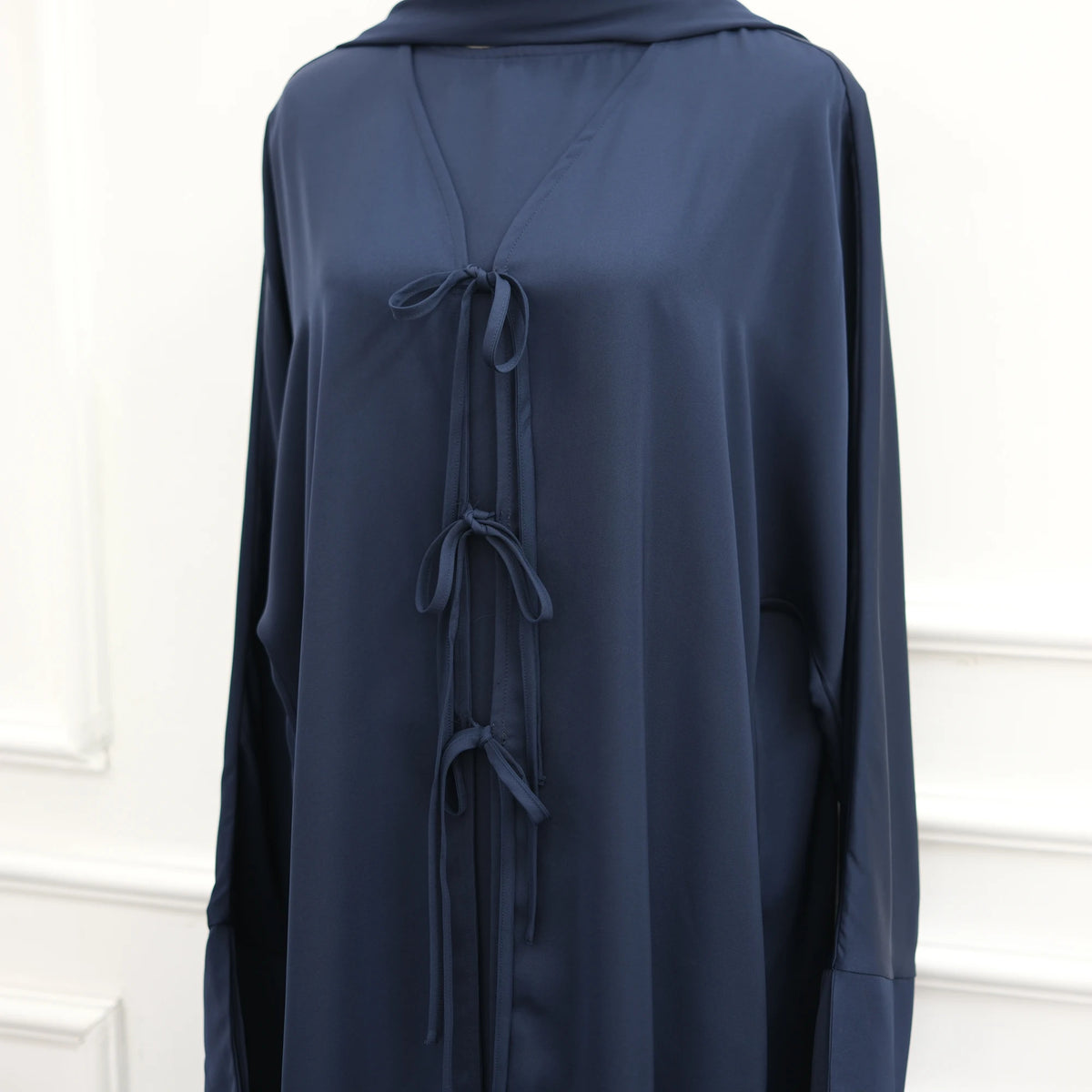 Modest Muslim Women Abaya Dress Set with Chiffon Shawl Scarf Hijab, Hijabi Dubai Islamic Clothing: Sleeveless Dress+Open Abaya
