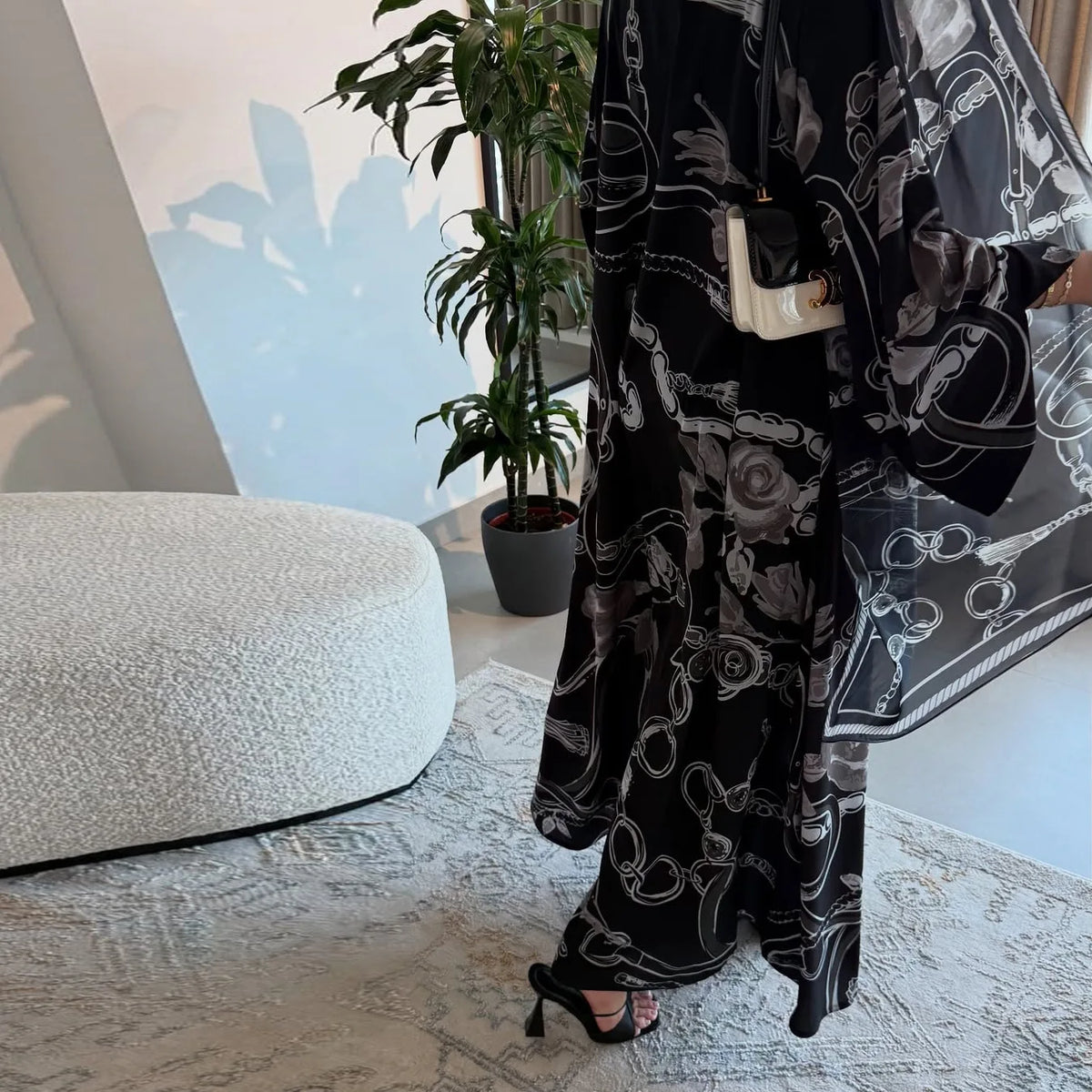 ExquisiteFloralPrint Abaya Elegant Printed TwoPiece Abaya Modest Muslim CapeCardigan Abaya Dubai Ethnic OpenFront Kaftan