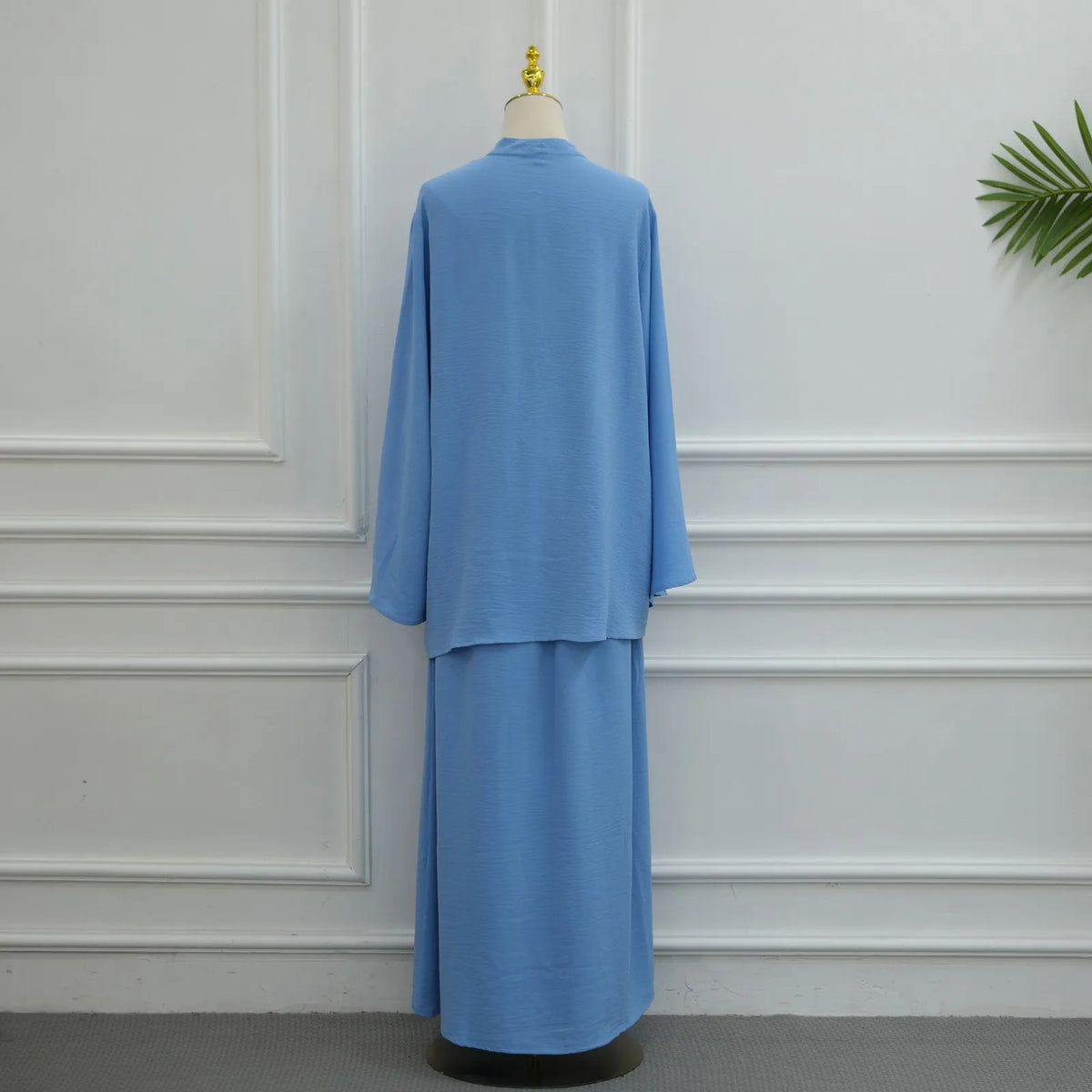 2pcs Single Breasted Top Shirt Skirts Suit Women Chinese Style Dubai Modest Abaya Full Sleeves Islam Casual Arabic Outfits