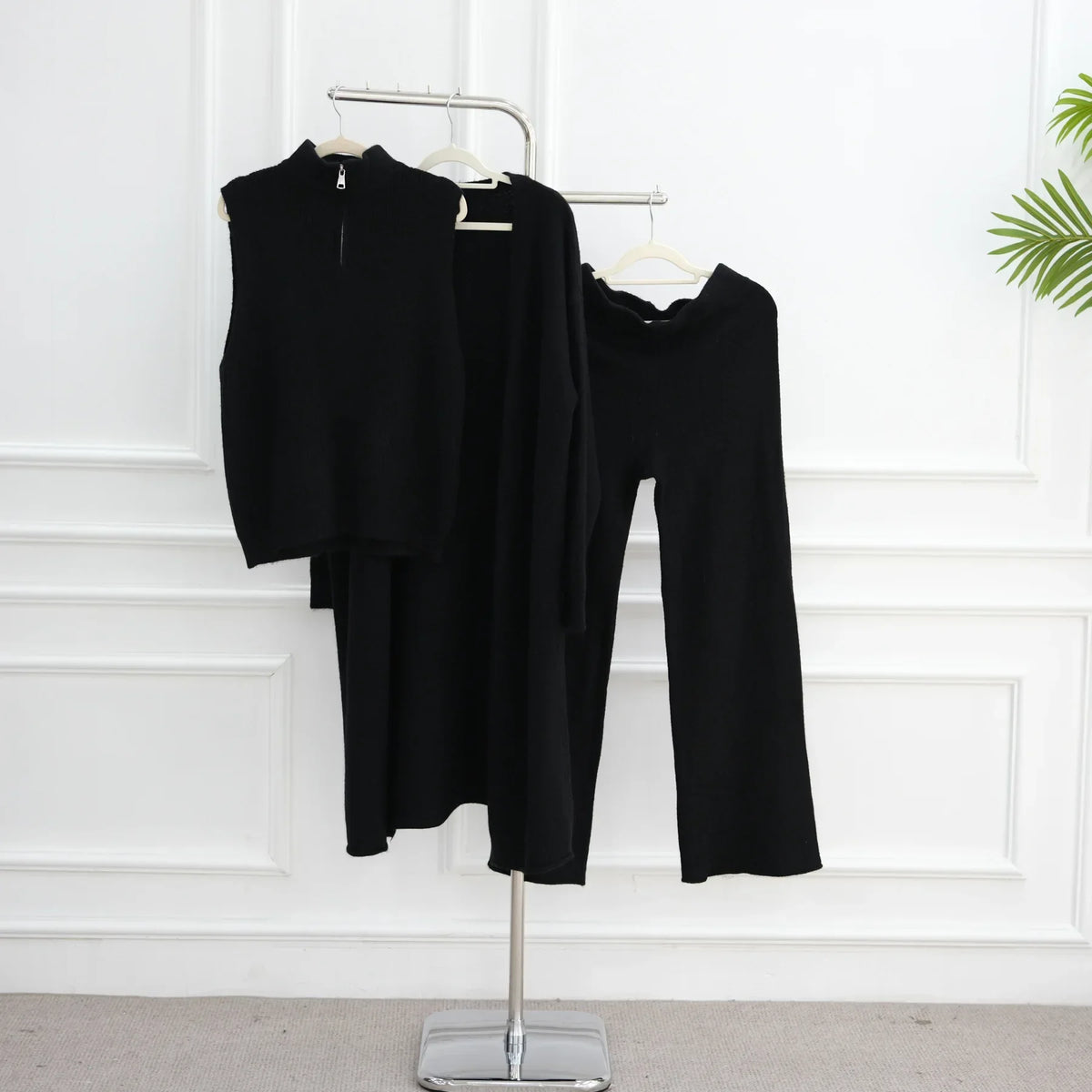 3Pcs Women Muslim Sweater Sets Tops Knitted Cardigan Pants Tracksuits Dress Dubai Abaya Turkey Kaftan Femme Musulmane Ensembles