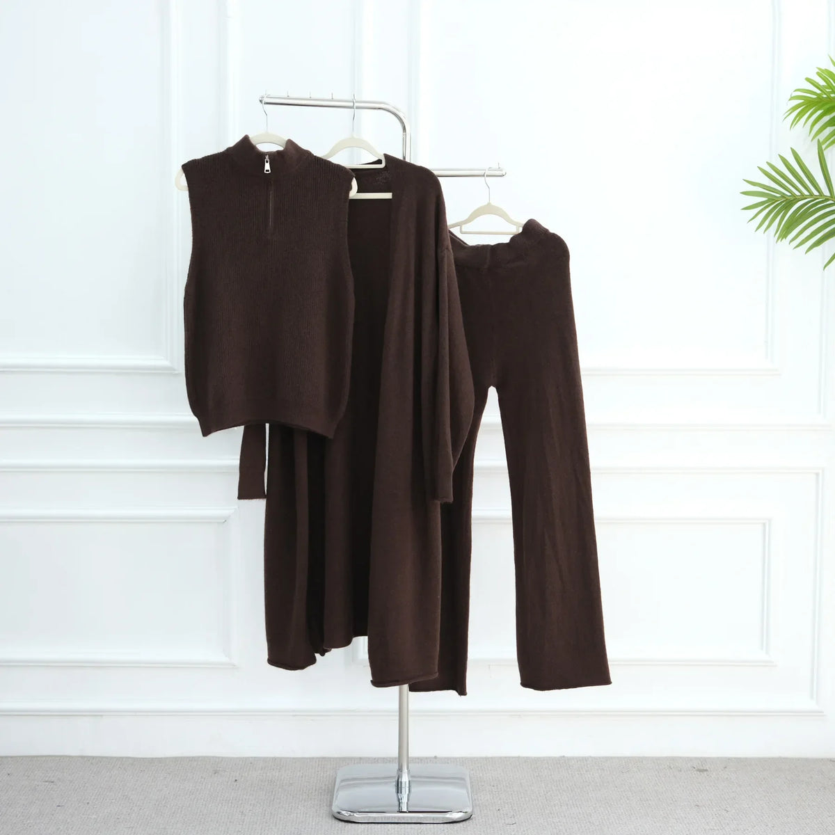 3Pcs Women Muslim Sweater Sets Tops Knitted Cardigan Pants Tracksuits Dress Dubai Abaya Turkey Kaftan Femme Musulmane Ensembles