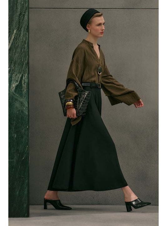 Skirt Style Wide Leg Pants Black