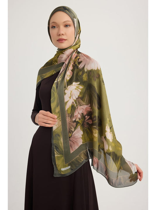 Hidden Garden Green Aurora Patterned Janjan Scarf