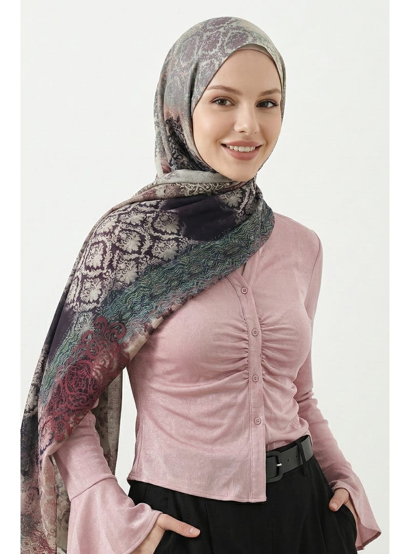 Patterned Mixed Design Cotton Shawl Cream