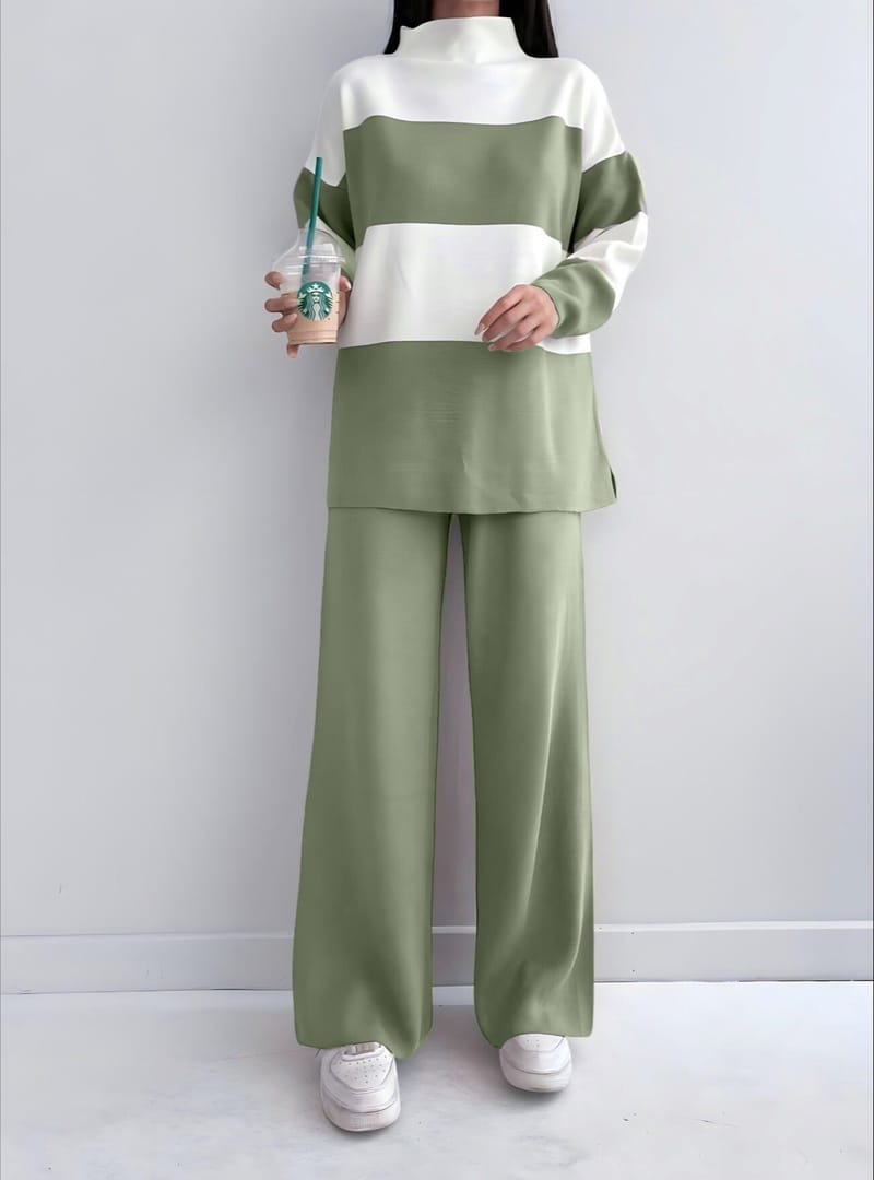 Half Turtleneck Knit Set Water Green