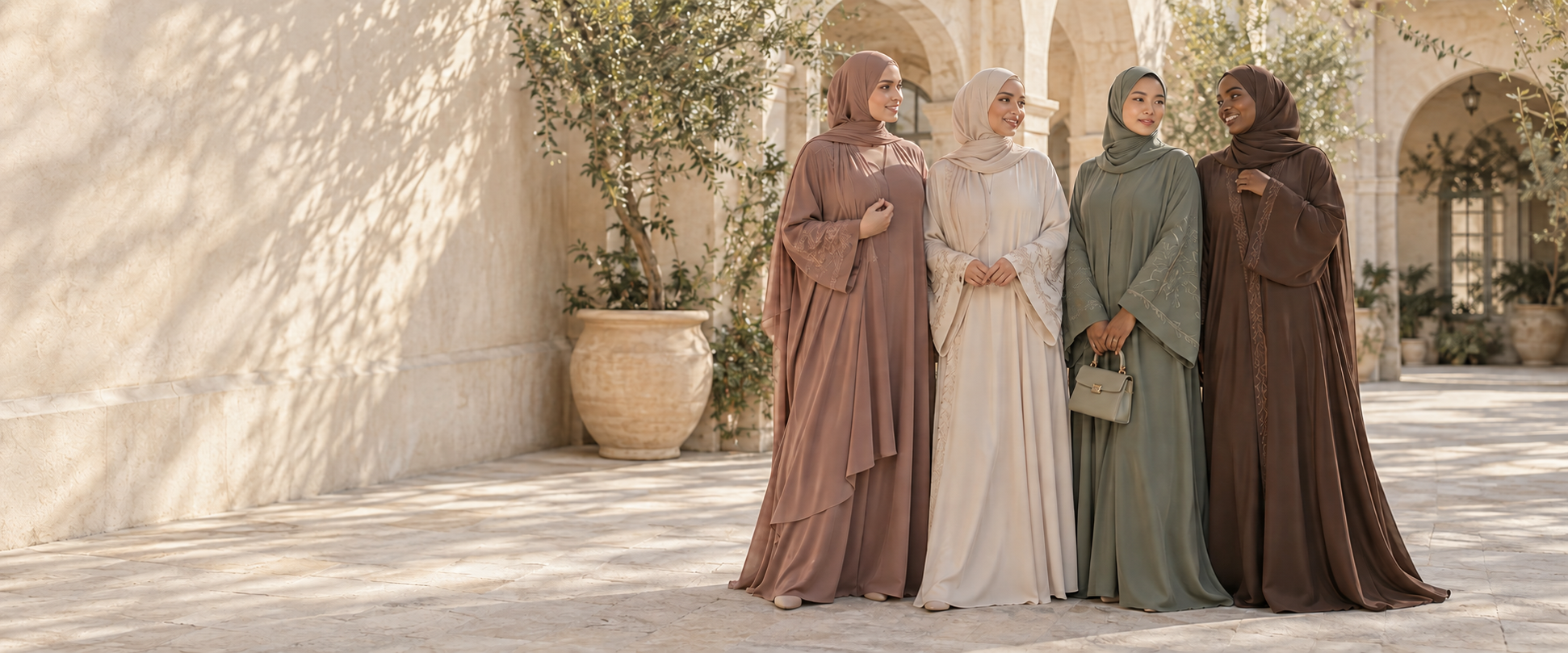 Four women wearing modest fashion